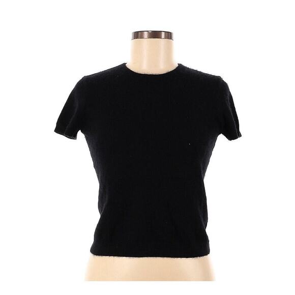 Ralph Lauren Collection Women’s 100% Cashmere Short Sleeve Sweater Top Black M - Picture 1 of 7